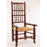 A 19th Century ash and alder spindle back chair,