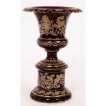 A 19th Century cranberry glass pedestal urn,