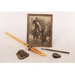 A Victorian silver letter clip, JB, London 1887, another clip containing a photograph,