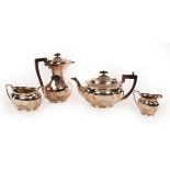 A late Victorian silver four-piece tea service, MW, Sheffield 1897,