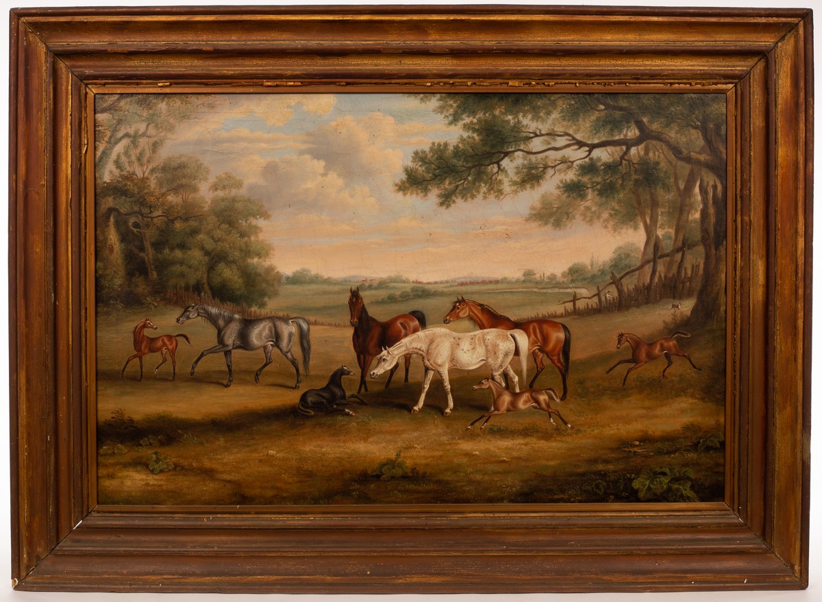 English School, 19th Century/Mares and Foals in a Wooded Landscape/oil on canvas, 61cm x 91. - Image 2 of 4