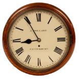 A 19th Century waiting room clock, J Pollard, Canterbury, fitted an eight-day fusee movement,