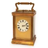 A late 19th Century French eight-day hour repeat carriage clock,