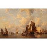 Everhardus Koster (1817-1892)/Dutch Harbour Scene/with numerous fishing boats,