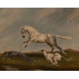 Juliet McLeod (1917-1982)/Galloping Stallion and Two Greyhounds/signed and dated Juliet McLeod 1953,