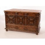 An early 18th Century oak mule chest,