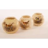 Royal Worcester, ten almost spherical posy vases with spiral moulding, various dates 1894 to 1923,