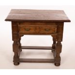 A 17th Century and later Dutch oak side table,