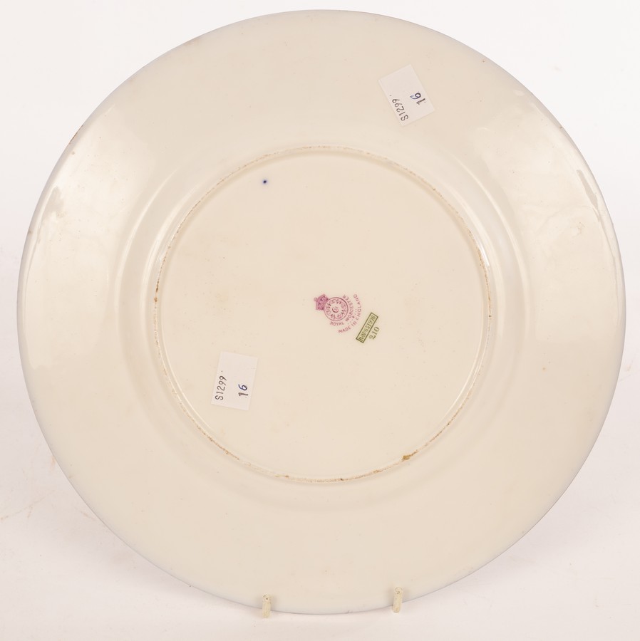 A Royal Worcester plate, 1922, painted a lake and mountain landscape by James Stinton, signed, - Image 3 of 3