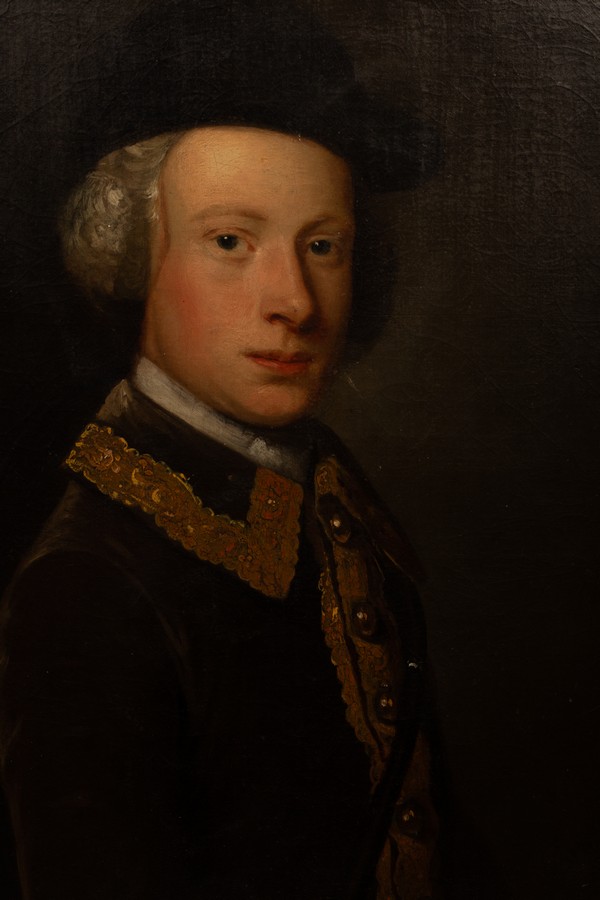 English School, circa 1740/The Huntsman/half-length, wearing a brown coat and black hat, - Bild 4 aus 6