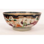 A Chinese mandarin pattern bowl, Qing dynasty, decorated reserves of figures,