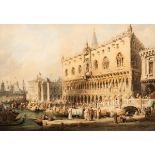 Samuel Prout (1783-1852)/A View of the Doge's Palace and the Piazetta/with numerous figures and