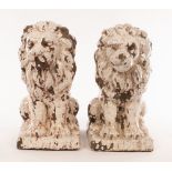 A pair of modern glazed terracotta lions, with craquelure effect,