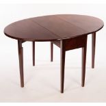 A George III mahogany oval two-flap table on square taper legs,