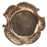 A late 19th Century French silver dish, Alphonse Debain, of scrolling outline retailed by Boudet,