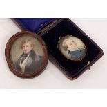 English School, Mid 19th Century/Portrait Miniature of a Gentleman/seated,