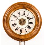 A Black Forest postman's alarm, the white enamel dial with Roman numerals,