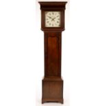 An early 19th Century oak thirty-hour longcase clock with square painted dial, by Rathbone,