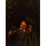 Continental School, 19th Century/Man in a Green Coat/drinking from a Roemer/oil on oak panel,