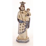 An 18th Century faience figure of the Virgin and Child, perhaps Nevers,