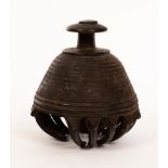 An early Indian bronze claw bell with flat finial,