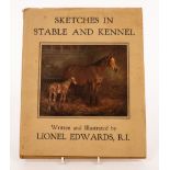 Edwards (Lionel) Sketches in Stable and Kennel, 1st edition 1933 with dust jacket, colour plates,