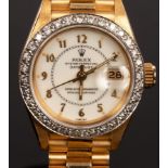 A lady's 18k yellow gold Rolex Datejust with a President bracelet, circa 1984, 69178,