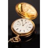 An 18k gold cased hunter keyless lever pocket watch, the movement signed Am Watch Co.
