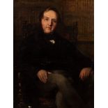 English School, 19th Century/Portrait of a Man/ three-quarter length, wearing a black jacket,