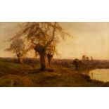 Alfred de Breanski (1852-1928)/Autumn Leaves/rural landscape with sheep/signed lower left/oil on