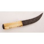 A Persian steel dagger with etched blade and bone handle, 30.