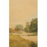 William Fraser Garden (1856-1921)/View of a Church Across a River/signed and dated 1914/watercolour,