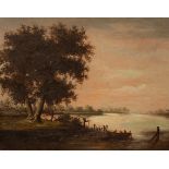 Manner of Salomon van Ruysdael/River Landscape/with figures in a rowing boat/bears signature/oil on