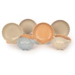 Poole Pottery, three twintone seagull and peach bloom scallop shell dishes, 22.