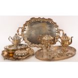 A large quantity of silver plate including salver,