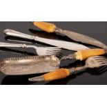 A pair of plated fish servers,