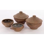 St Ives Pottery, four pieces of Standard ware comprising two lidded soup bowls,