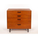 George Nelson for Herman Miller, a teak Thin Edge cabinet, USA 1950s, fitted four drawers,