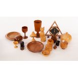 Gloucestershire Guild of Craftsmen; a group of turned wood vases, bowls, boxes etc,