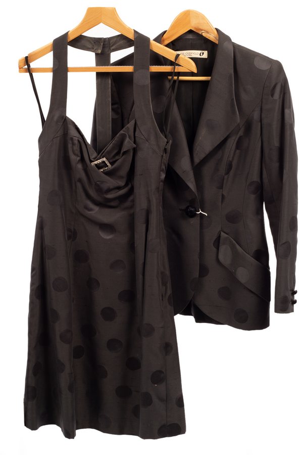 A Bruce Oldfield dress and jacket in self spot taffeta,