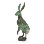 Jonathan Knight (born 1959), Hare on the Head, signed and numbered 1 of 12, bronze sculpture, 47.
