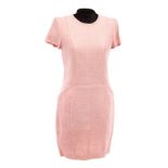 An Yves Saint Laurent short sleeve pink bouclé dress,