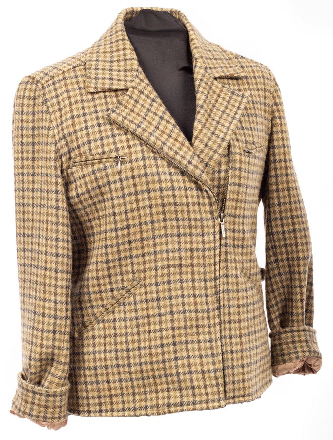 A Ralph Lauren tweed zip front Jacket with four zip pockets, size 8,