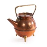 Dr Christopher Dresser for Benham and Froud, a copper and brass kettle with upturned rim,