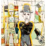 John Kiki (born 1943)/Three Men in Hats/oil on canvas,