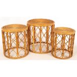 A nest of rattan tables, 1970s, the largest 48cm high, 46.