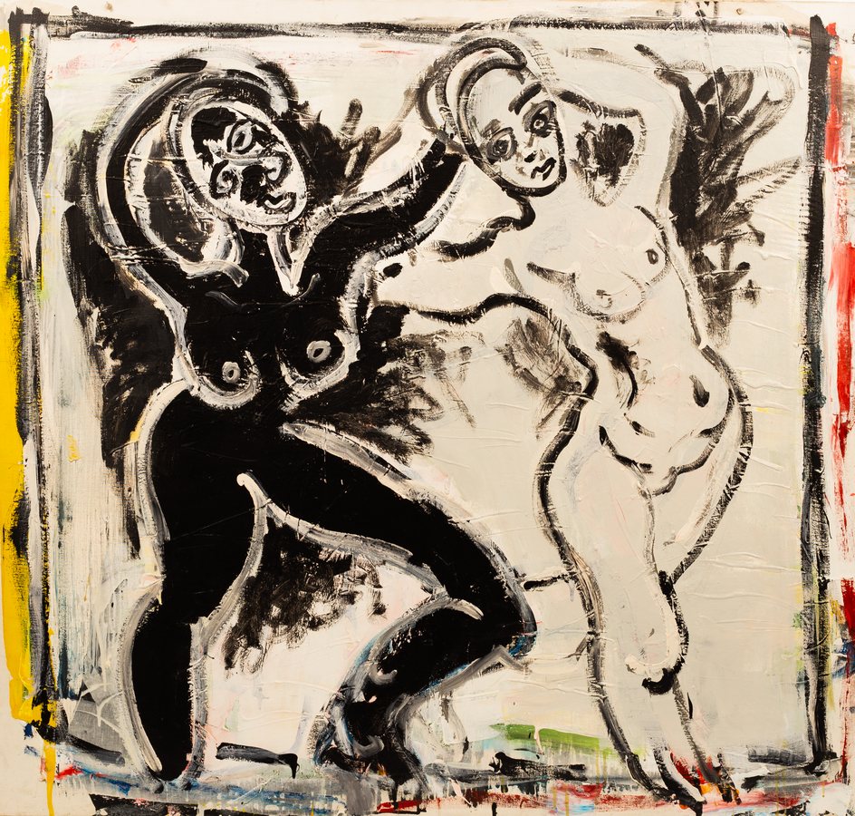 John Kiki (born 1943)/Two Nude figures/oil on canvas, 133cm x 142.