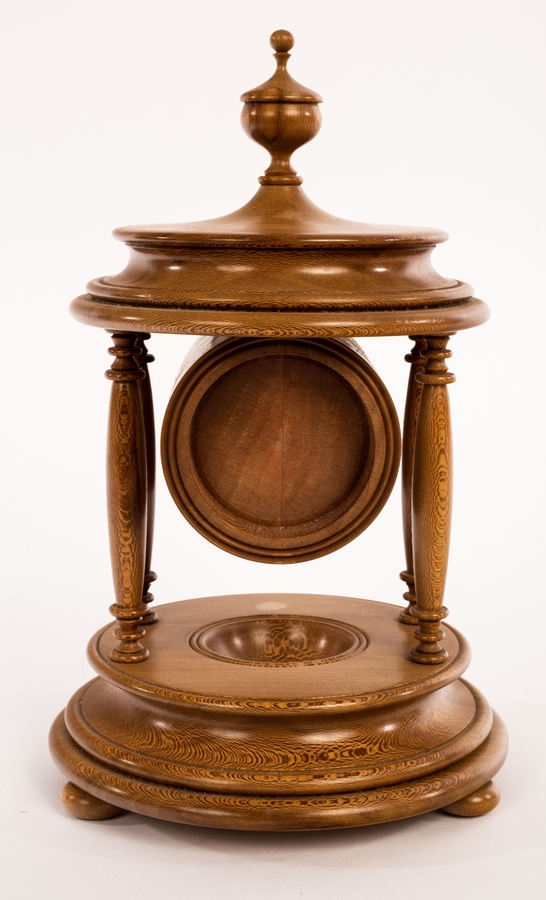 Ian King (20th Century), a lacewood carved watch stand, signed to base, - Image 2 of 3