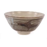 David Leach (1911-2005), a stoneware footed bowl, with ribbed sides, foxglove design, seal mark,