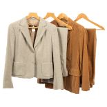 Two Max Mara trouser suits one in corduroy the other in tweed,